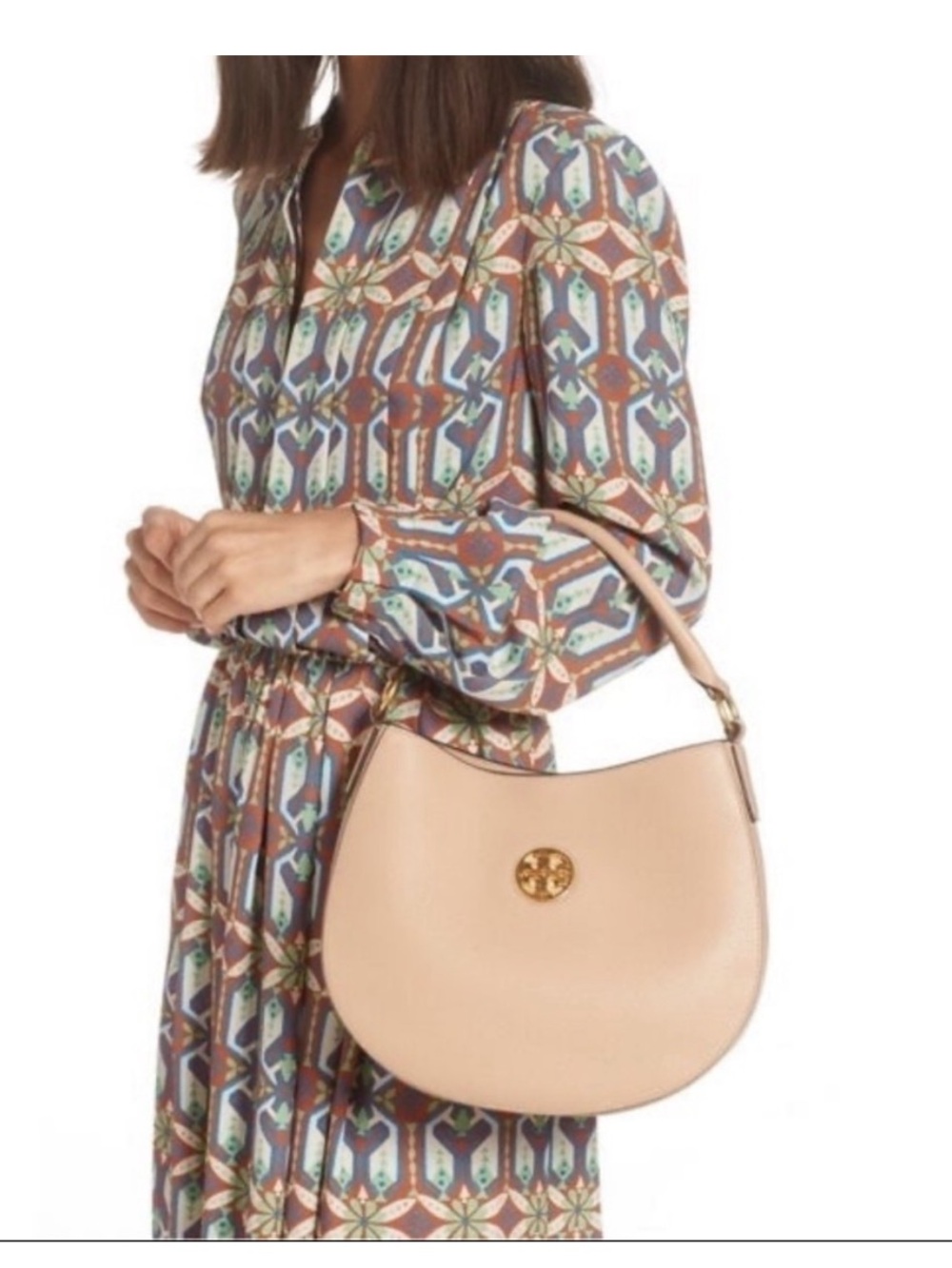 Tory Burch Carson Devon Sand Pebbled Leather Shoulder Hobo. Like new!